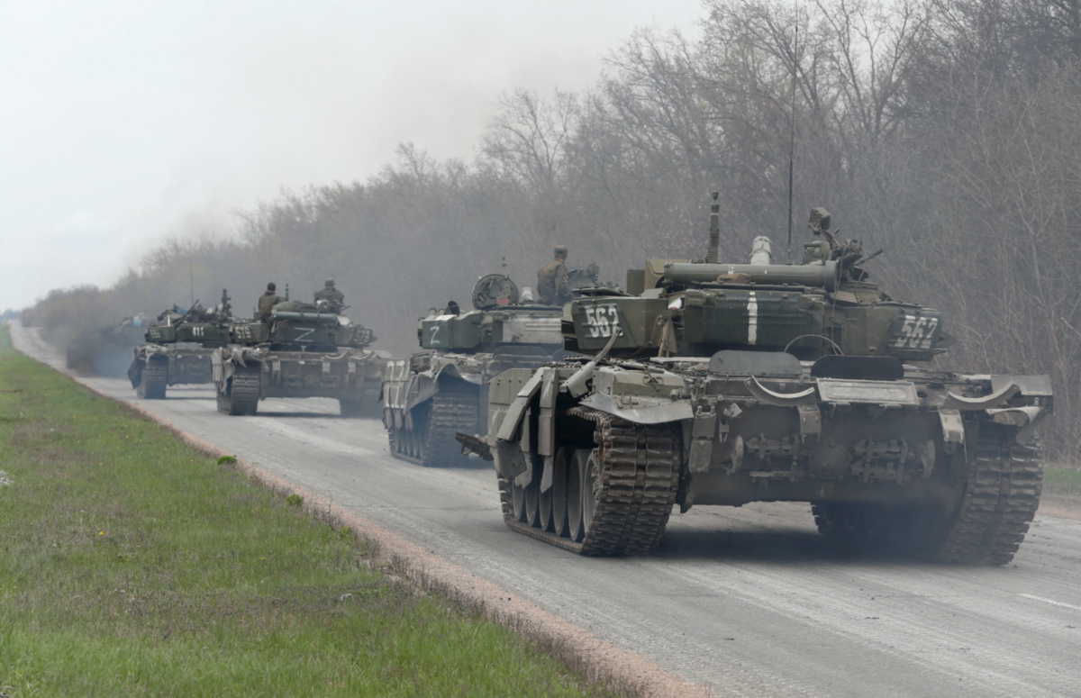 Ukraine Mariupol pro Russian tanks