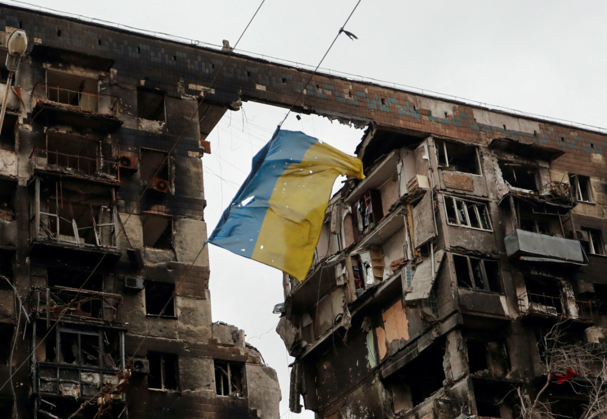 Ukraine destroyed building Mariupol