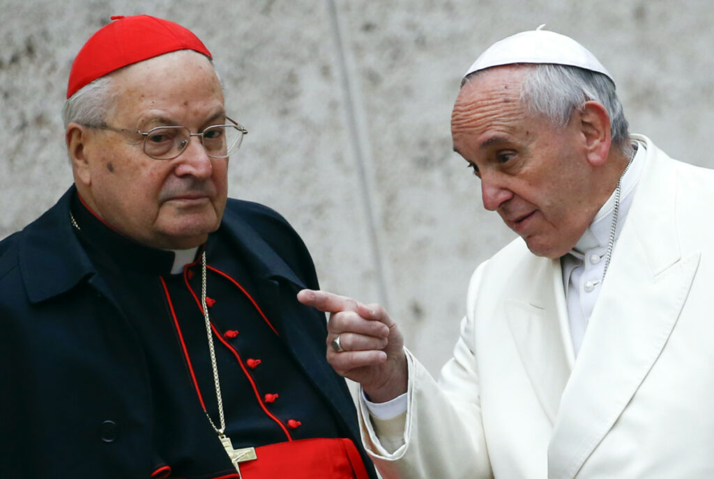 Vatican Pope Francis and Cardinal Angelo Sodano