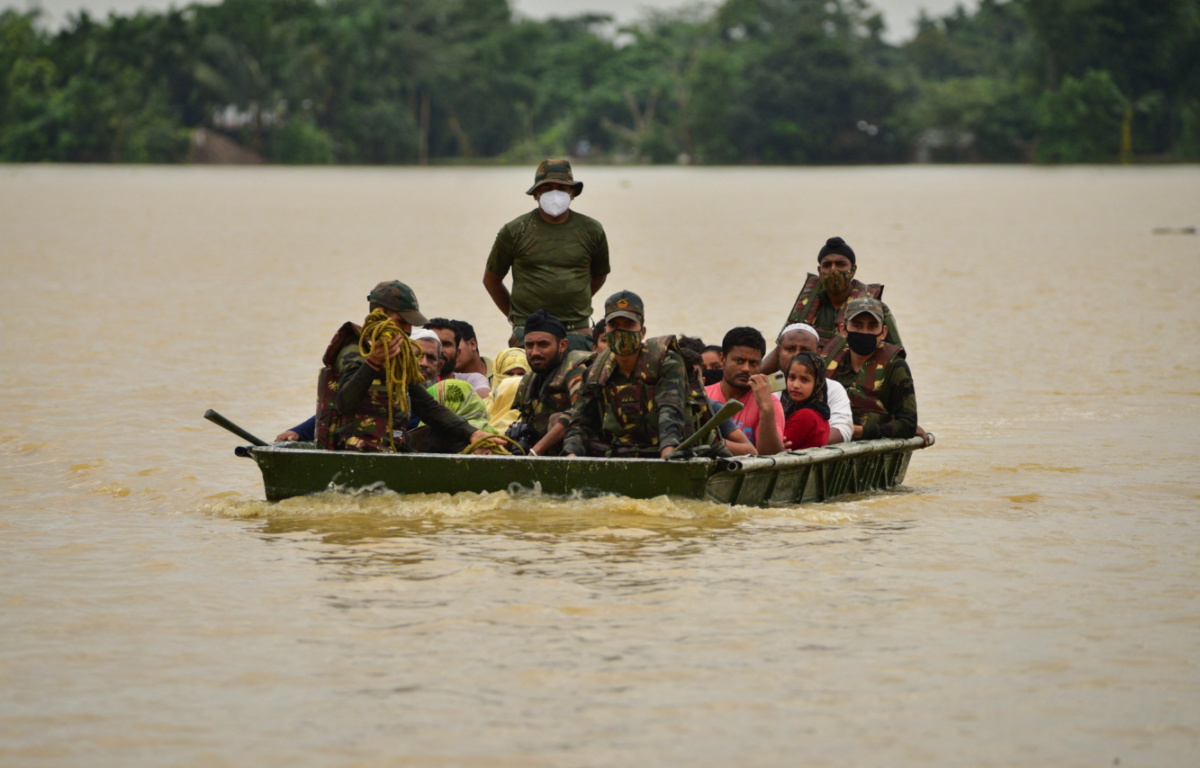 India Assam floods army rescue