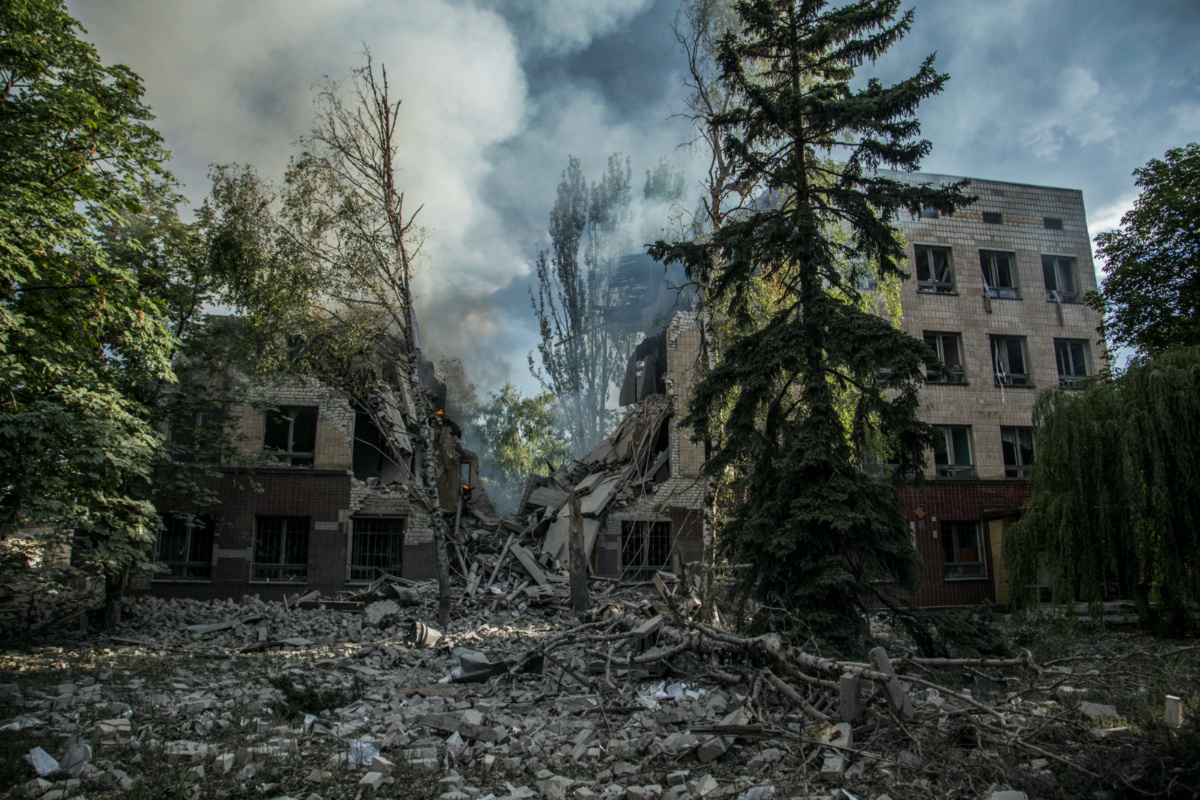 Ukraine Lysychansk ruined buildings
