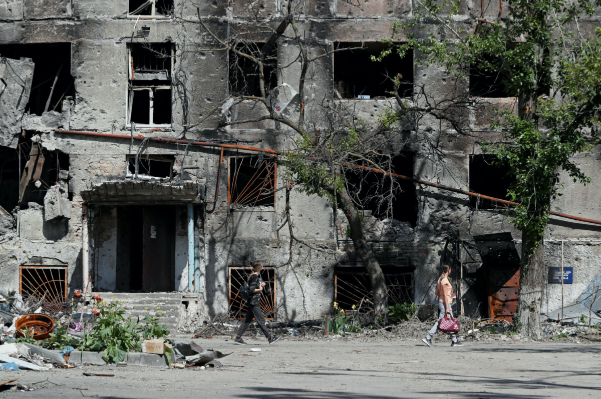 Ukraine Mariupol damaged residential building