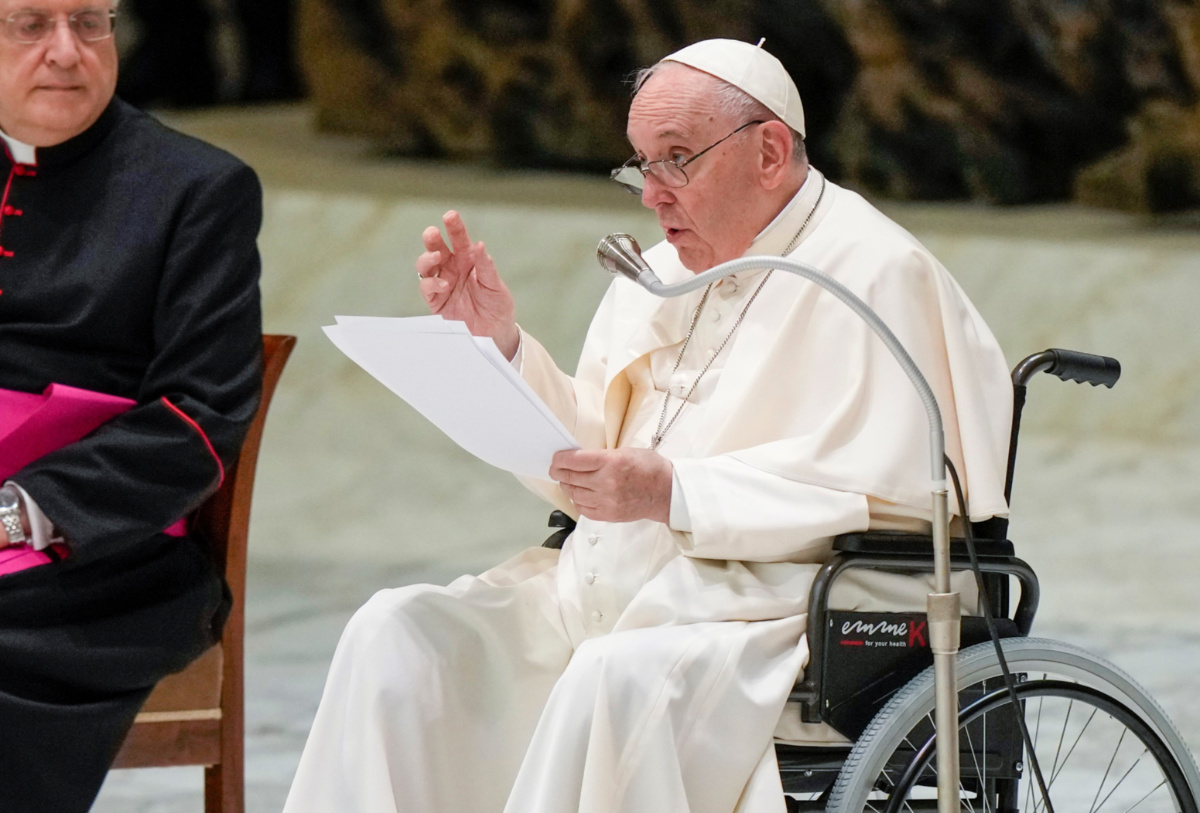 Vatican Pope Francis wheelchair 13 May 2022