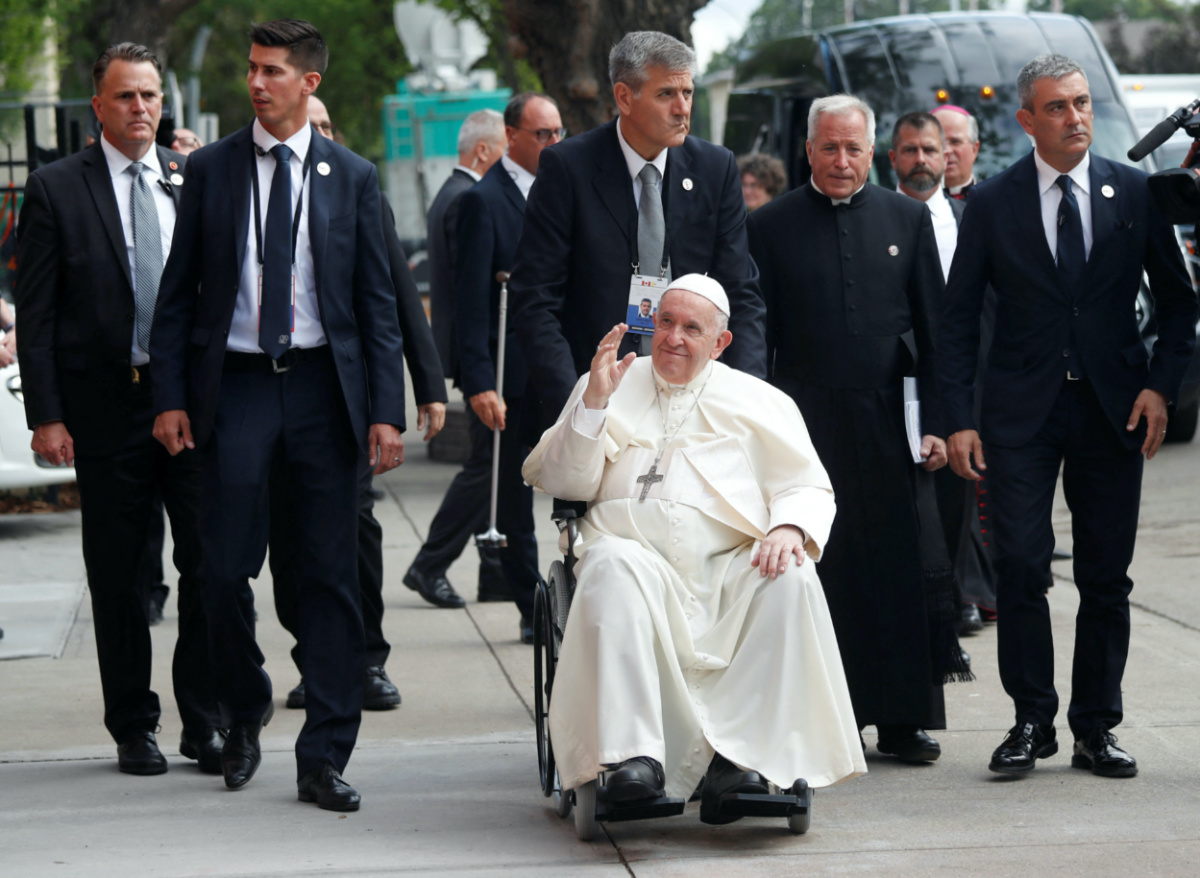 Canada Edmonton Pope Francis in wheelchair