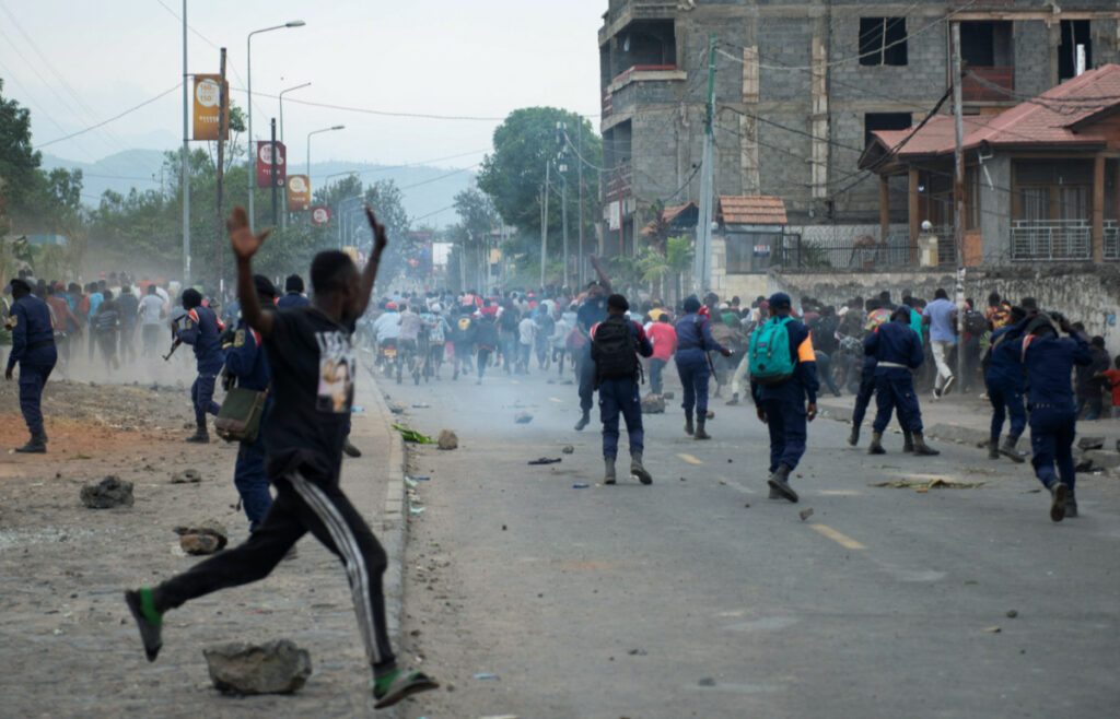 DRC Goma police disperse protestors