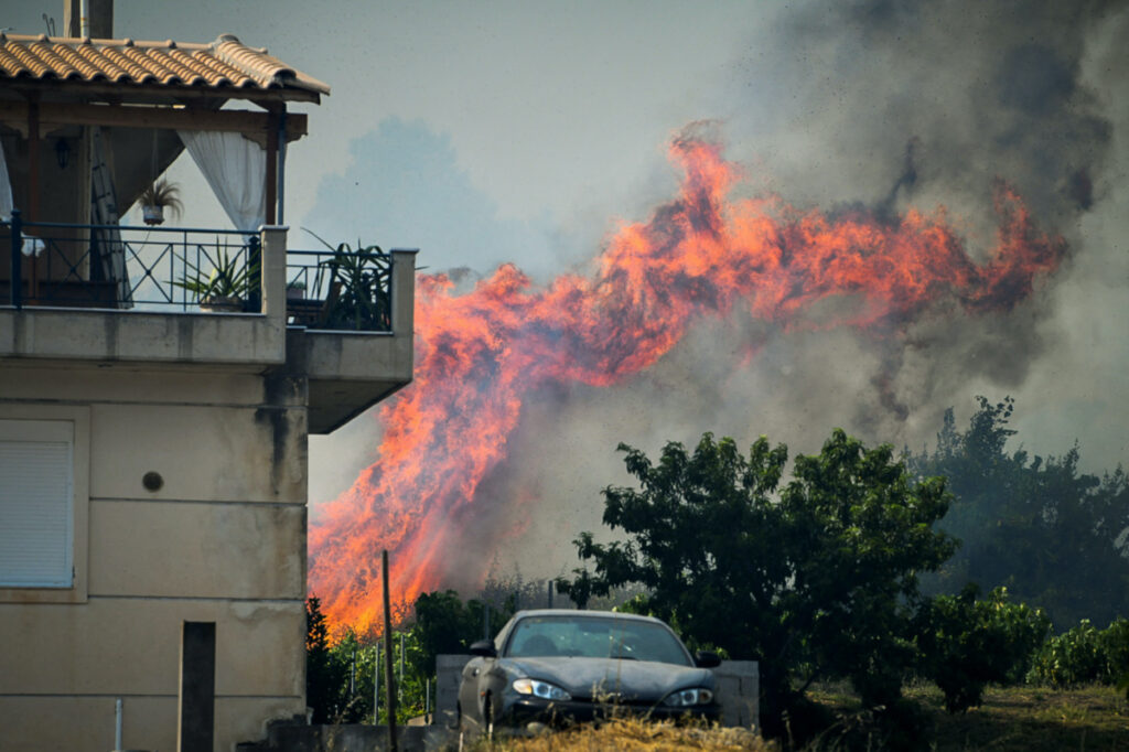 Greece Krestena village wildfires