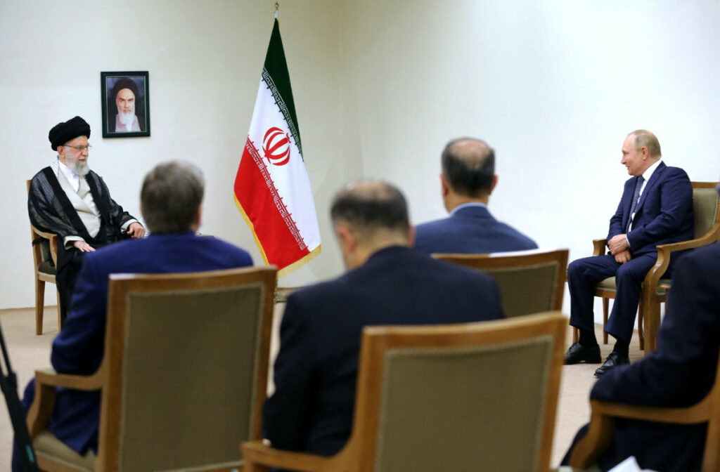 Iran Tehran Ayatollah Ali Khamenei and Vladimir Putin