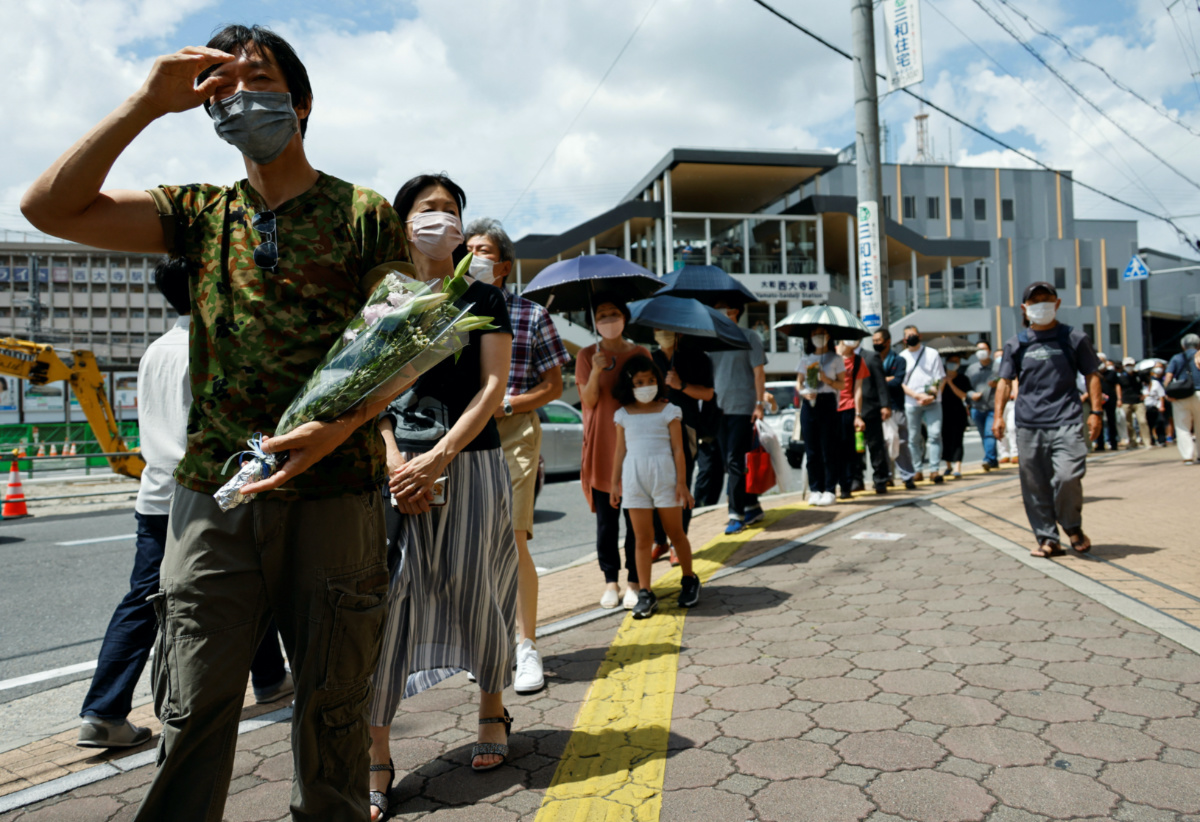 Japan Nara Shinzo Abe memorial queue