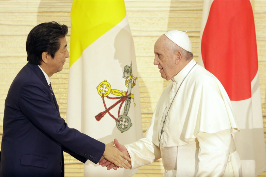 Japan Shinzo Abe and Pope Francis