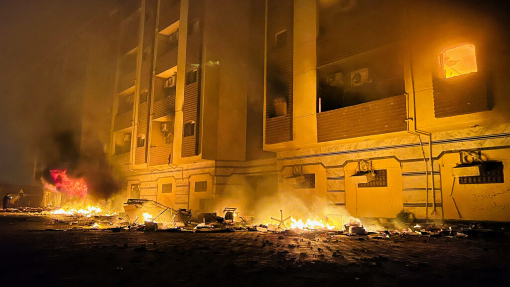 Libya Tobruk Parliament building on fire