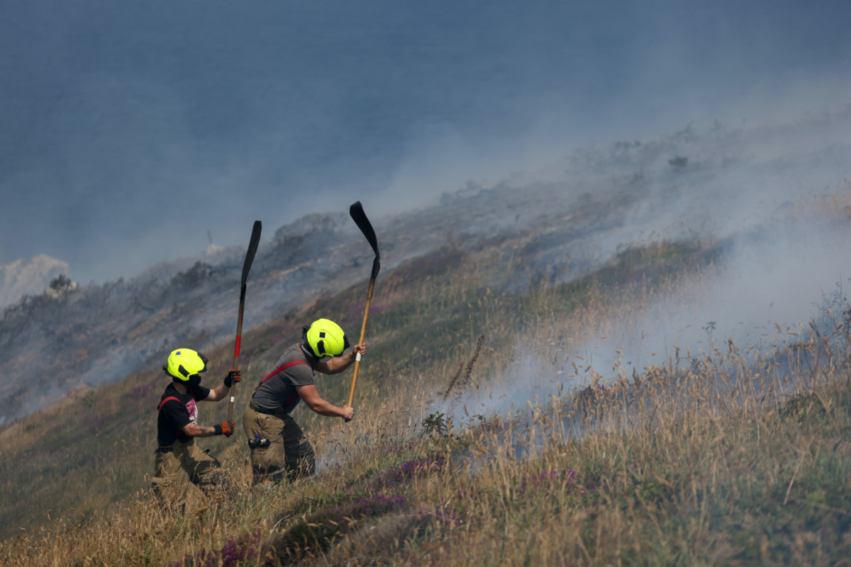 UK Cornwall Zennor gorse bush fire