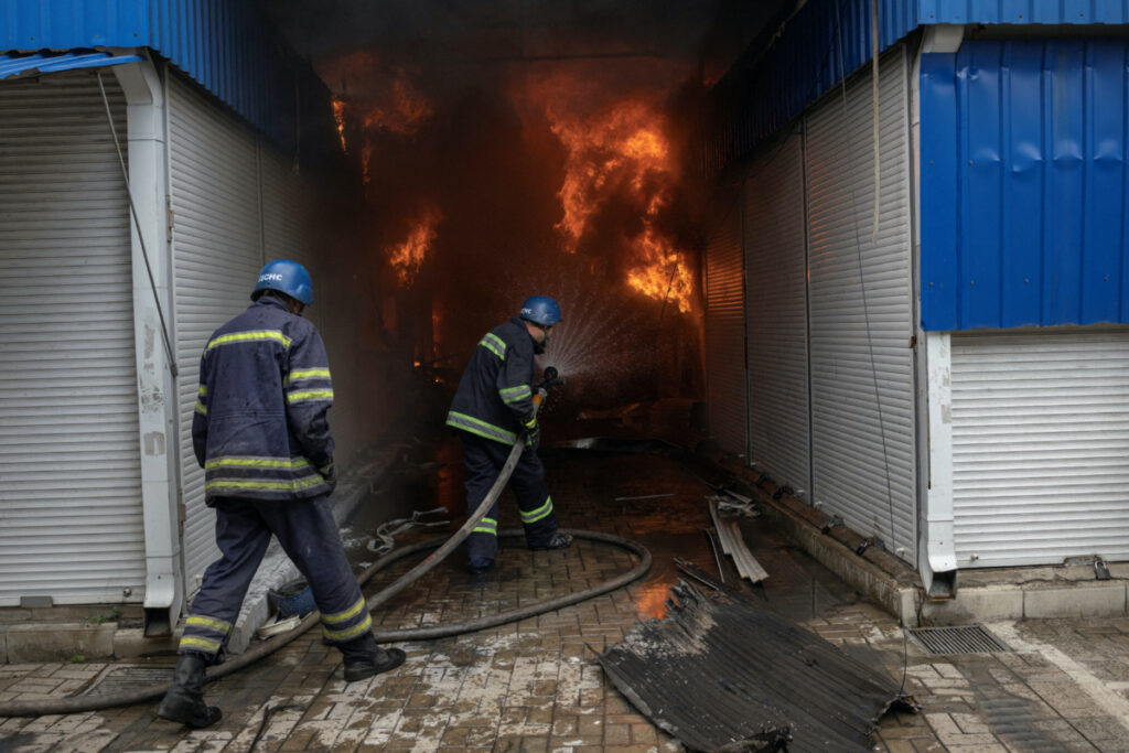 Ukraine Sloviansk fire