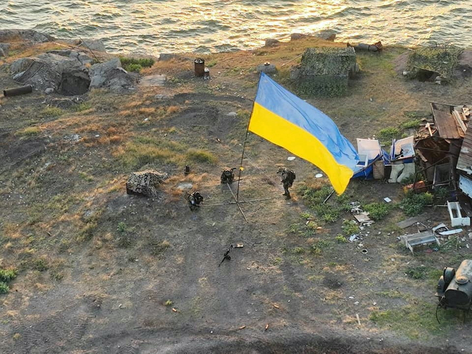 Ukraine Snake Island flag raising