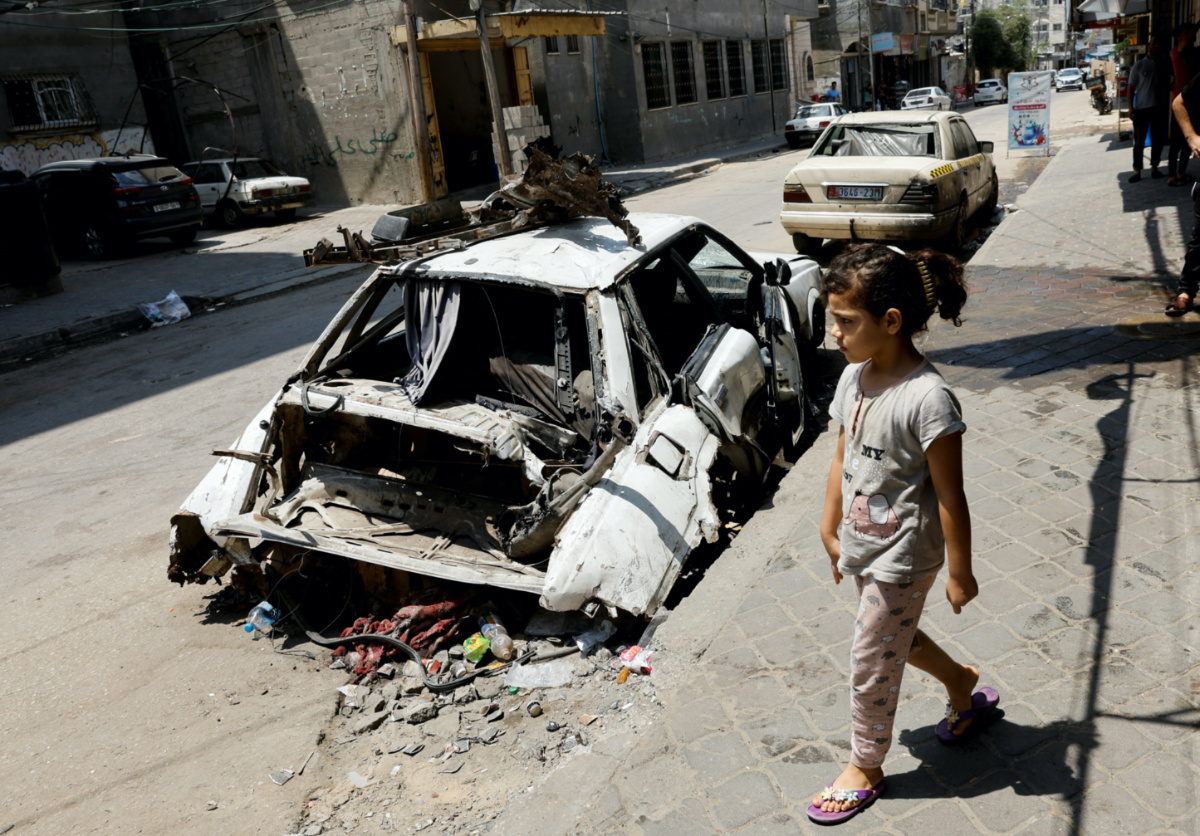 Gaza Strip damaged car