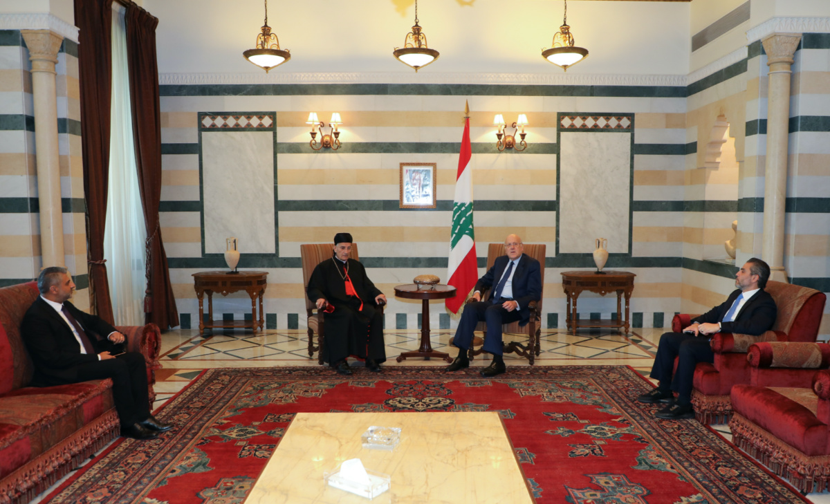 Lebanon Prime Minister Najib Mikati and Maronite Patriarch Bechara Boutros Al Rai