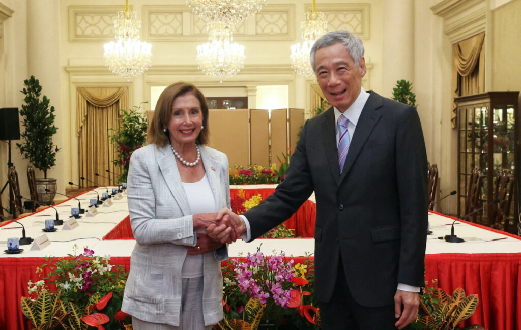 Singapore Nancy Pelosi and Prime Minister Lee Hsien Loong
