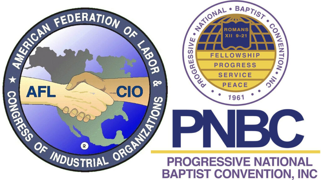 US logos AFL CIO and Progressive National Baptist Convention