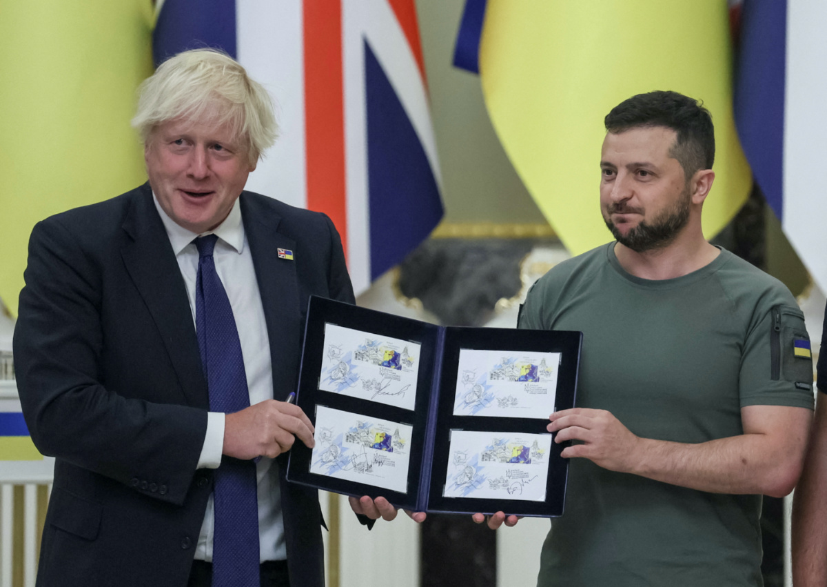 Ukraine Kyiv Boris Johnson and Volodymyr Zelenskiy