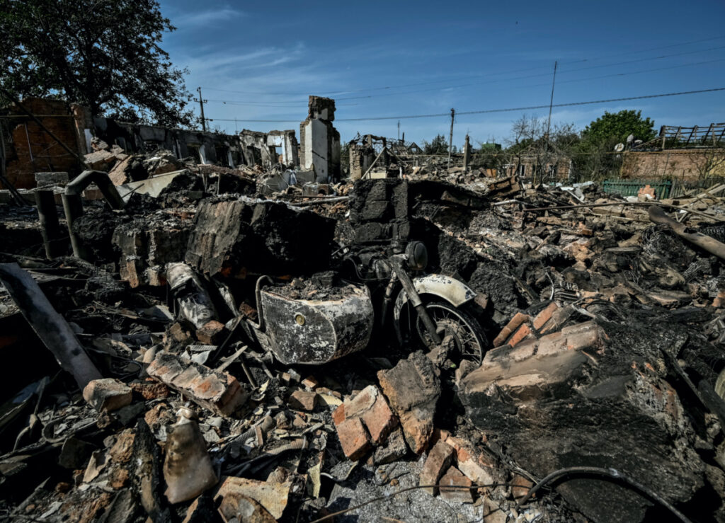 Ukraine Orikhiv Zaporizhzhia region shelled building
