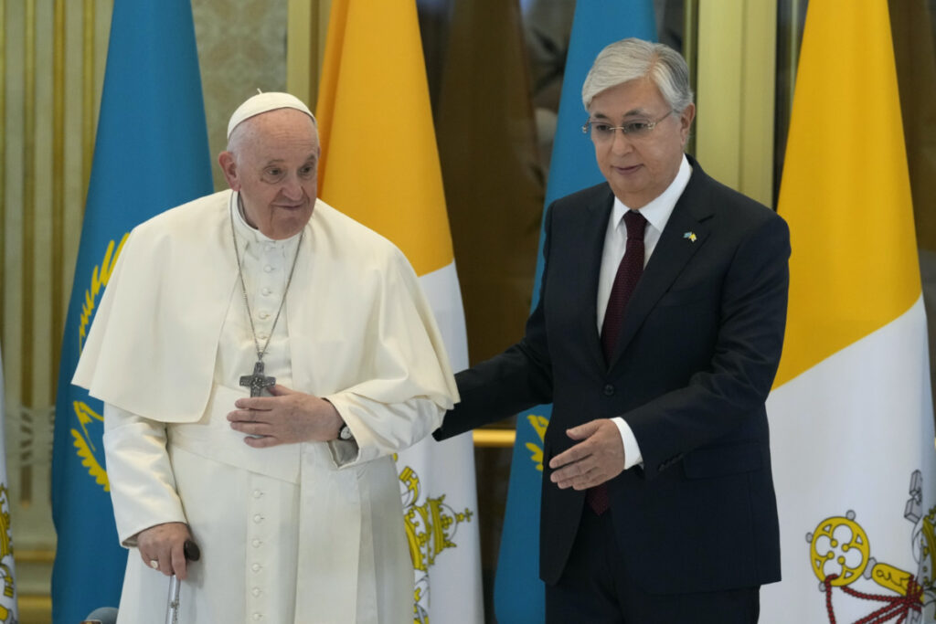 Kazakhstan Pope Francis and President Kassym Jomart Tokayev