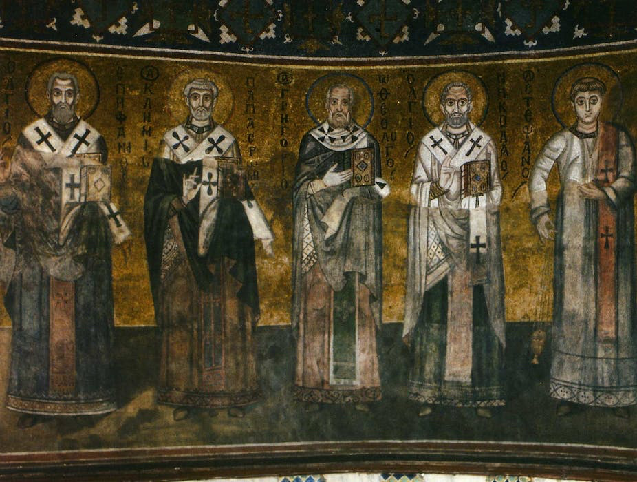 Mosaic featuring church fathers