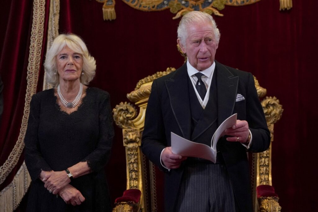 UK St Jamess Palace King Charles III and Queen Camilla