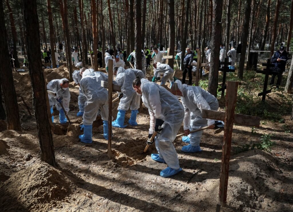 Ukraine Izium grave exhumations