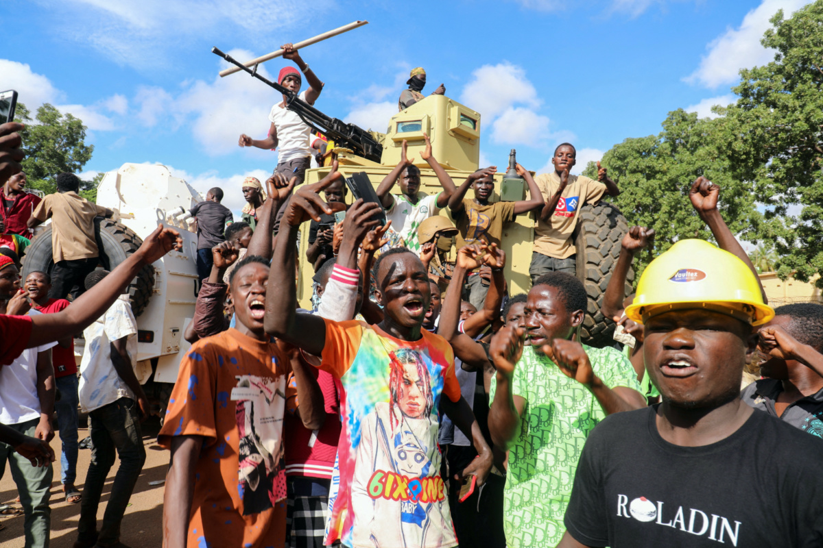 Burkina Faso Ouagadougou Ibrahim Traore supporters