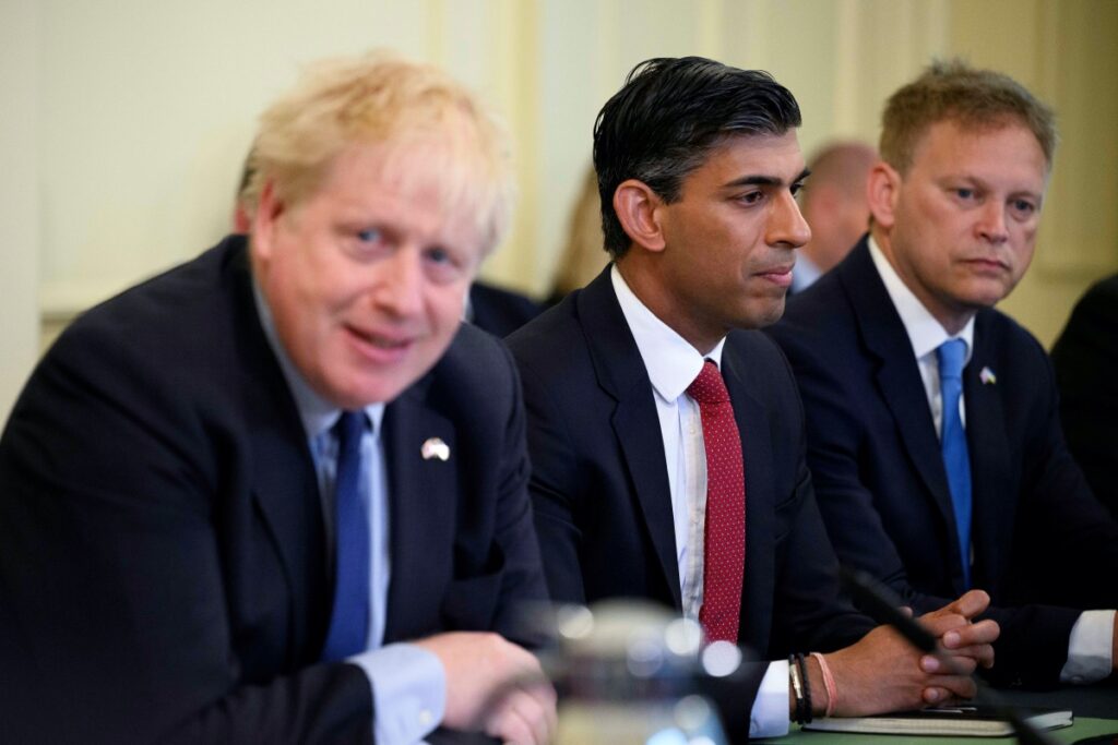 UK London Boris Johnson and Rishi Sunak2