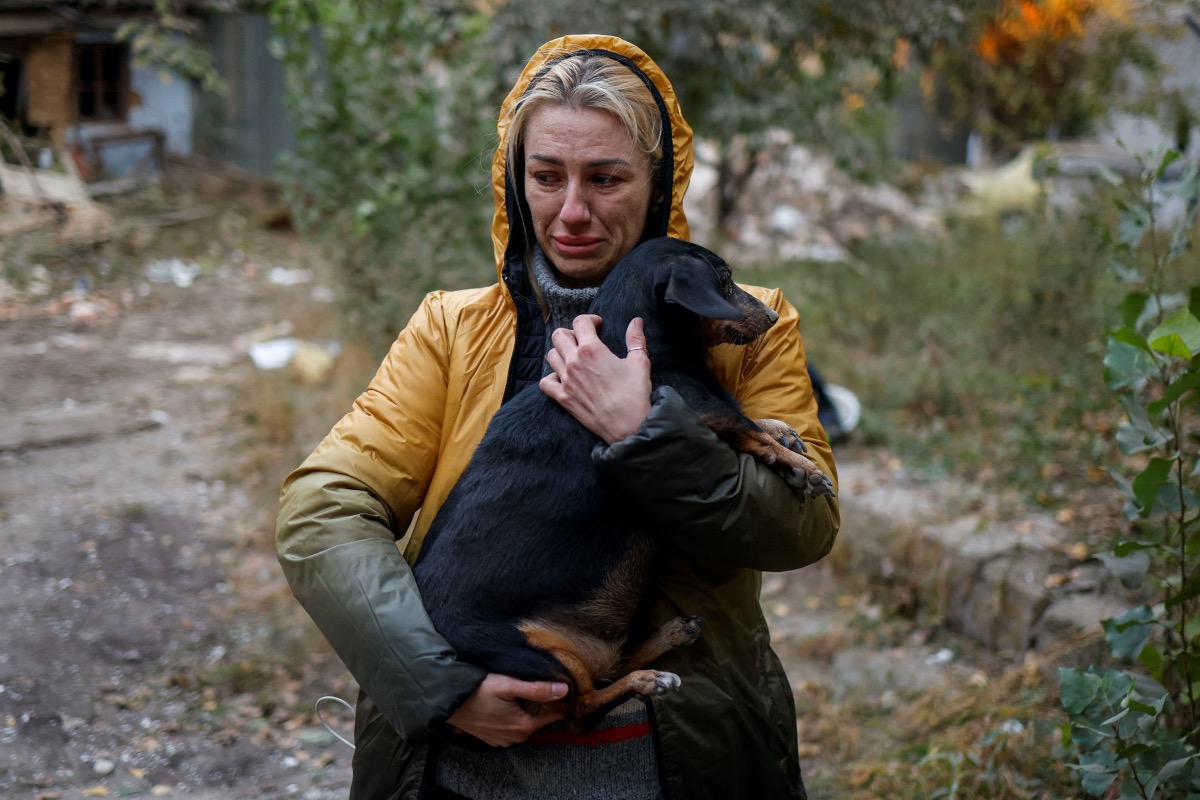 Ukraine Mykolaiv woman and dog