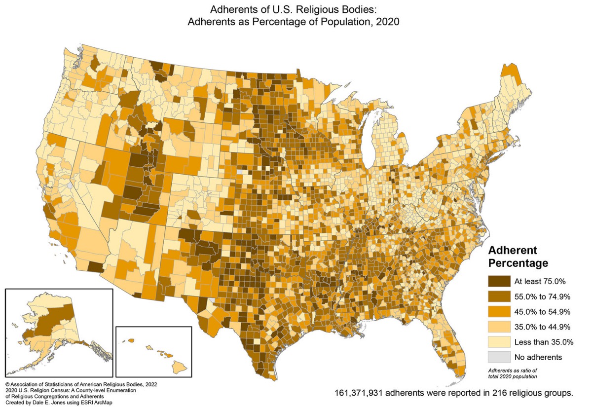 US Census Adherents of US religious bodies