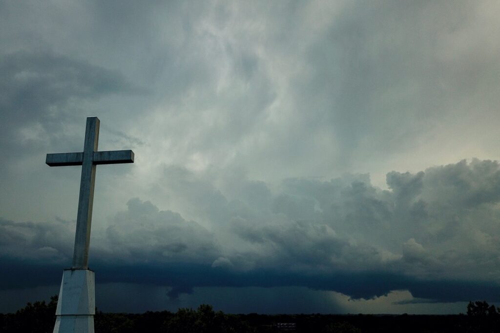 US Wisconsin cross and clouds