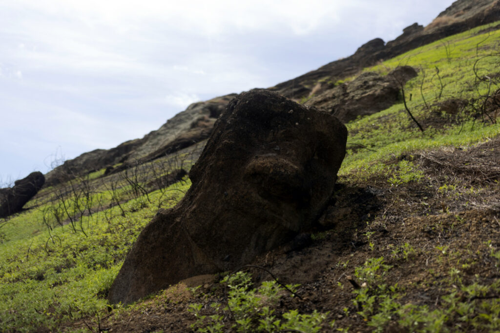 Easter Island Moai after fire