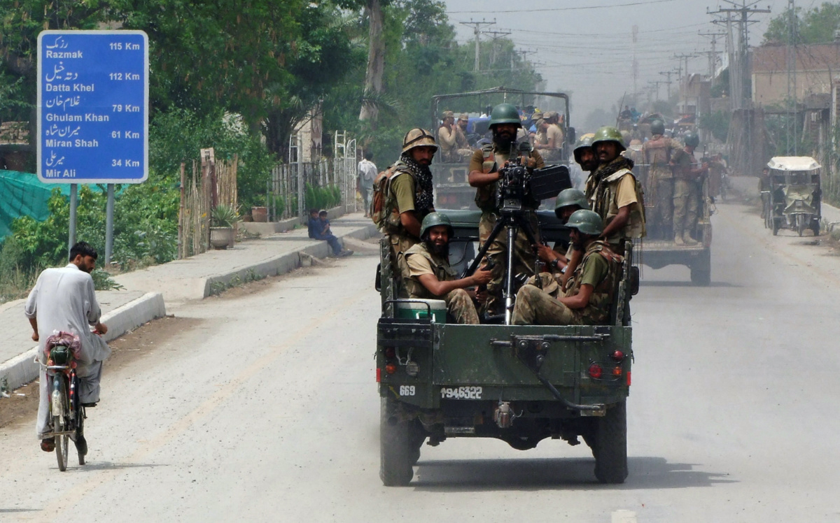 Pakistan soldiers on a truck