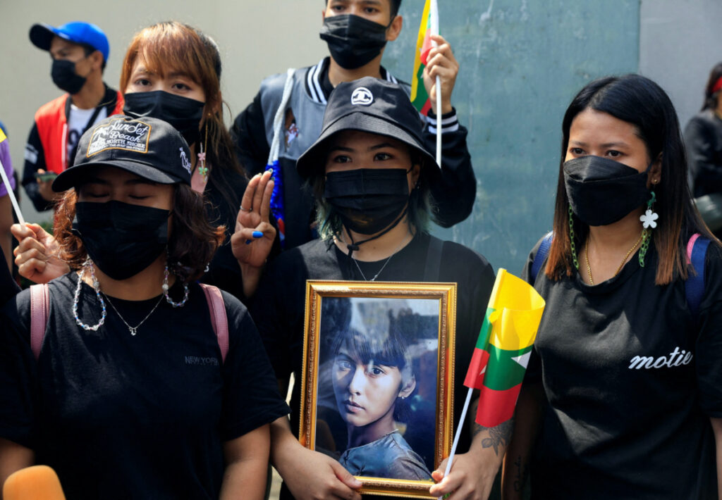 Thailand Bangkok Myanmar embassy protests
