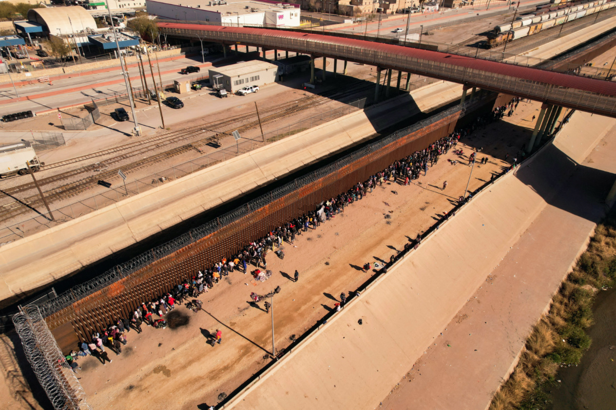 US Mexico border migrant queue2