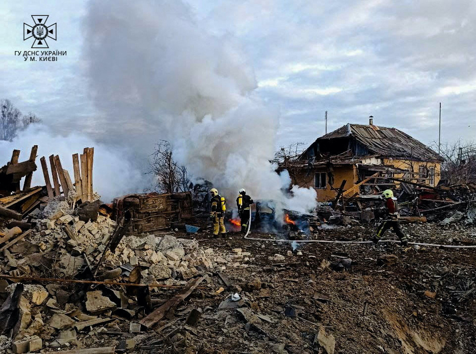 Ukraine Kyiv damaged houses