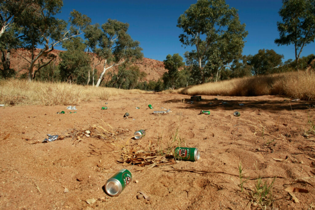 Australia Todd River empty cans