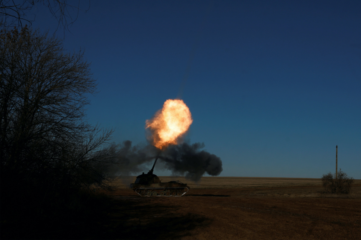 Ukraine near Soledar howitzer