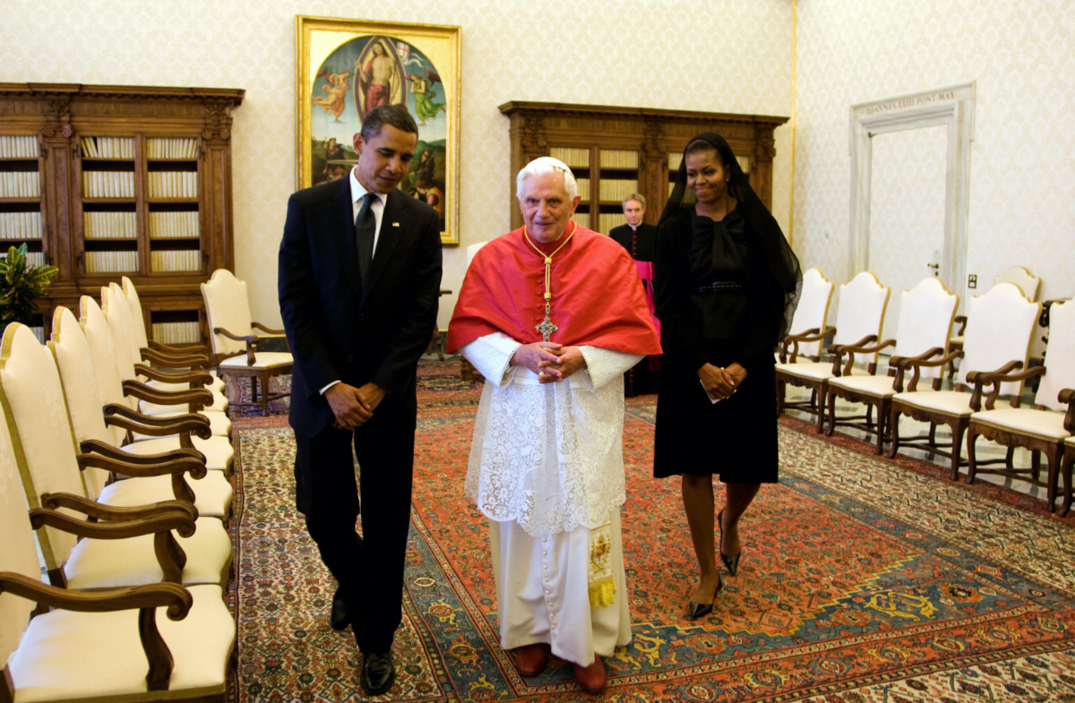 Vatican Barack and Michelle Obama and Benedict XVI