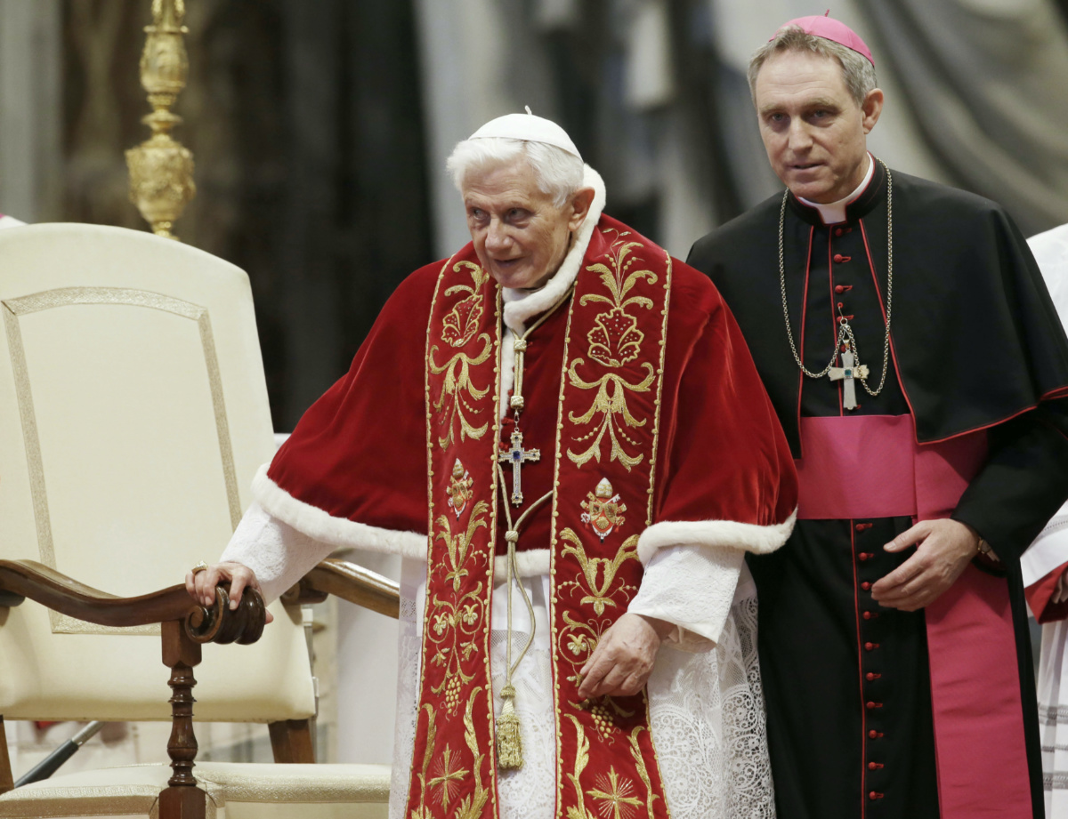 Vatican Pope Benedict XVI and Archbishop Georg Gaenswein 2013