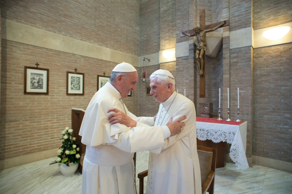 Vatican Pope Francis and Pope Emeritus Bendict XVI