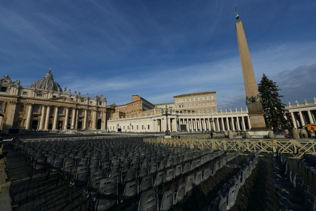Vatican St Peters Square preparations for Pope Francis funeral