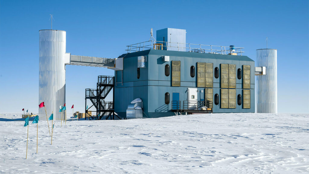 The IceCube Neutrino Observatory on Jan 6, 2023, at the South Pole Station in Antarctica.