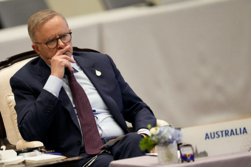 FILE PHOTO: Australian Prime Minister Anthony Albanese attends the APEC Leader's Dialogue with APEC Business Advisory Council during the Asia-Pacific Economic Cooperation (APEC) summit, Friday, Nov. 18, 2022, in Bangkok, Thailand. Sakchai Lalit/Pool via REUTERS