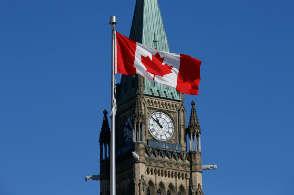 Canada Ottawa Peace Tower and flag