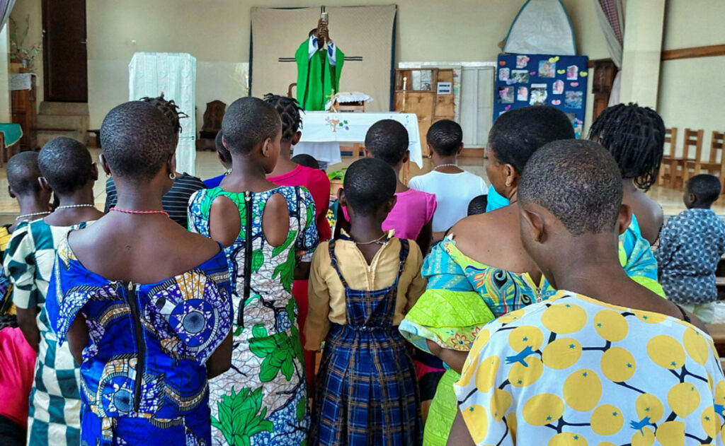 Congolese children participate in a mass at the Eka Bana Center, financed by Caritas, which takes in children accused of witchcraft also known as child-witches in the outskirts of Bukavu, eastern Democratic Republic of Congo February 5, 2023