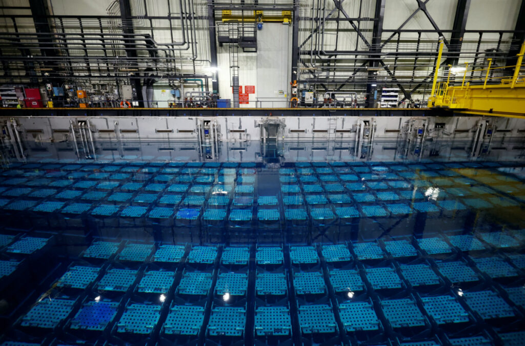 Used nuclear fuel is seen in a storage pool at the Orano nuclear waste reprocessing plant in La Hague, near Cherbourg, France, January 17, 2023. REUTERS/Stephane Mahe