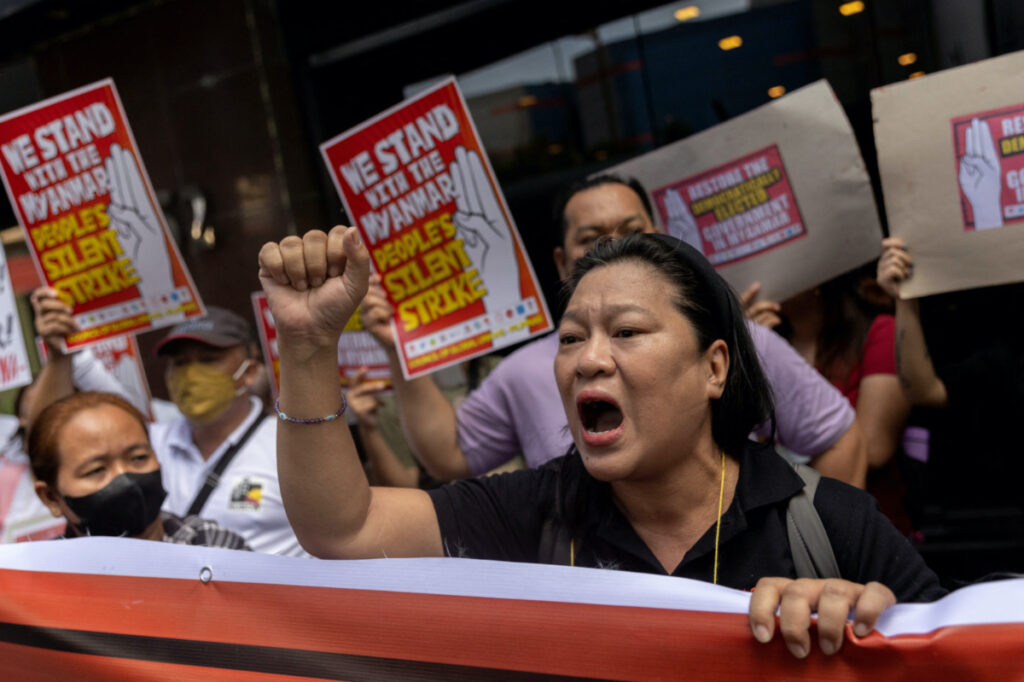 Philippines Makati City Myanmar protest