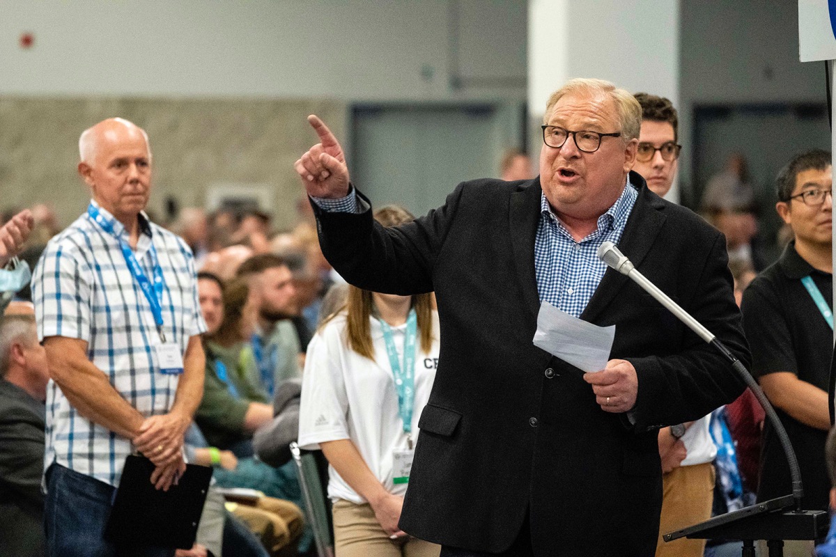 Rick Warren, pastor of Saddleback Church, addresses the Southern Baptist Convention annual meeting on Tuesday, June 14, 2022, in Anaheim, California. 